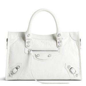 Petit sac Balenciaga Le City en cuir d’agneau Arena blanc