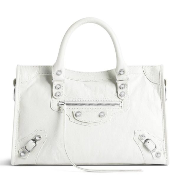 Petit sac Balenciaga Le City en cuir d’agneau Arena blanc