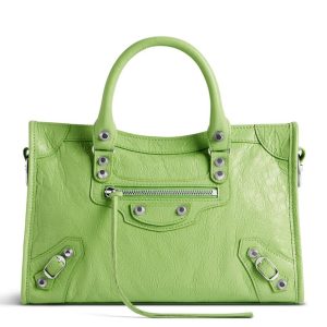 Petit sac Balenciaga Le City en cuir d’agneau Arena vert