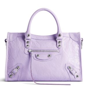 Petit sac Balenciaga Le City en cuir d’agneau Arena lilas