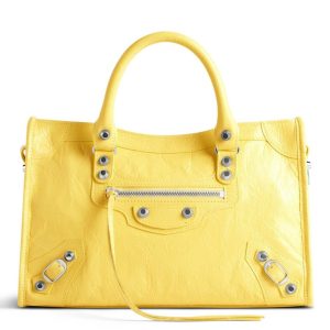 Petit sac Balenciaga Le City en cuir d’agneau Arena jaune
