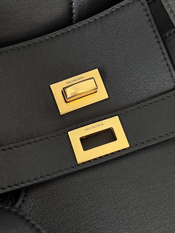 Sac Balenciaga Bel Air Carry All taille moyenne en cuir de veau noir – Image 8