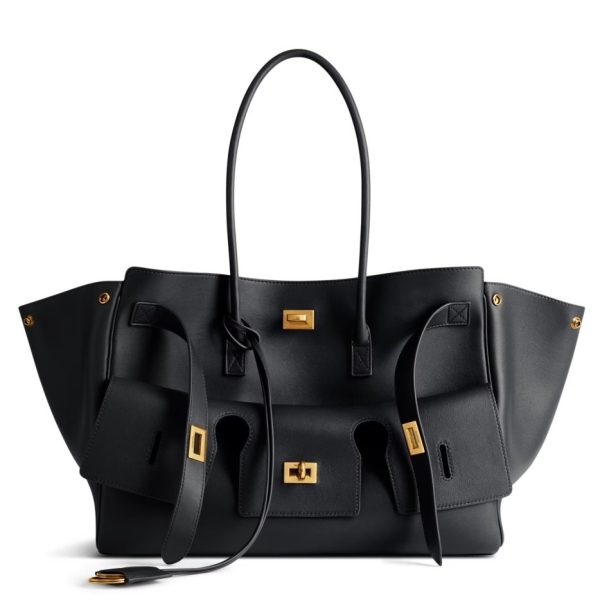 Sac Balenciaga Bel Air Carry All taille moyenne en cuir de veau noir
