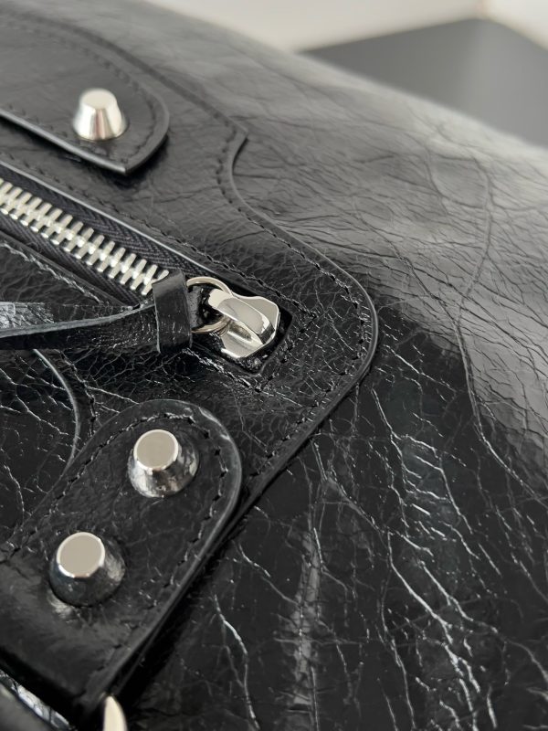 Sac Balenciaga Le City taille moyenne en cuir d’agneau Arena noir – Image 9