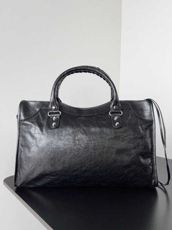 Sac Balenciaga Le City taille moyenne en cuir d’agneau Arena noir – Image 4