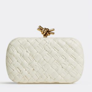 Réplique Bottega Veneta Knot Minaudiere Clutch en Foulard Blanc