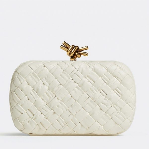 Réplique Bottega Veneta Knot Minaudiere Clutch en Foulard Blanc