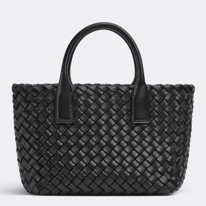 Réplique du sac Bottega Veneta Cabat Mini en cuir d’agneau intrecciato noir