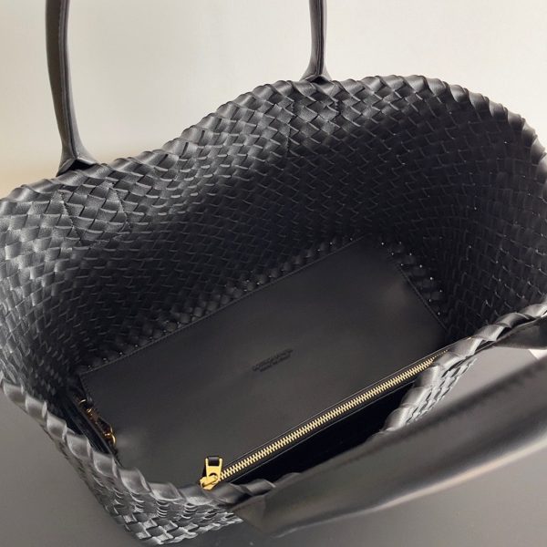 Fausse Bottega Veneta Cabat Medium en cuir d’agneau intrecciato noir – Image 3