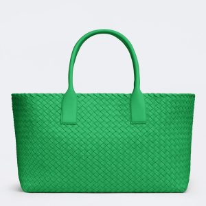 Réplique du sac Bottega Veneta Cabat Medium en cuir d’agneau intrecciato vert
