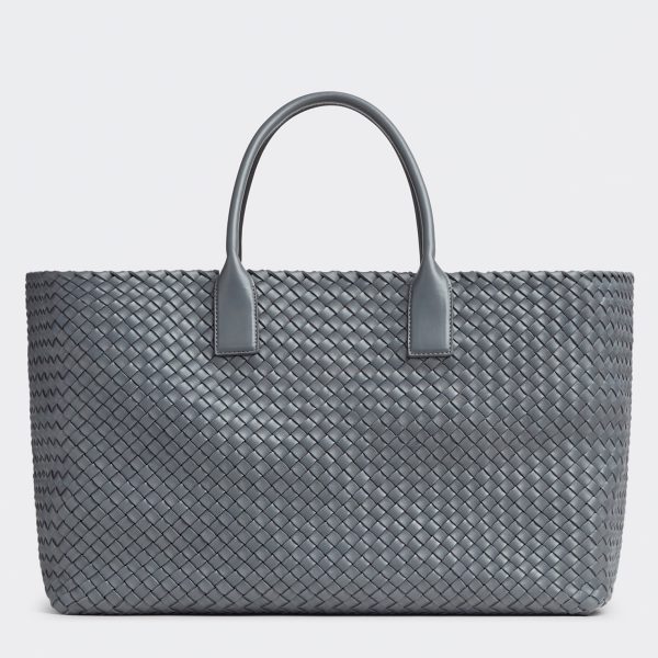 Imitation du sac Bottega Veneta Cabat Large en cuir d’agneau intrecciato Thunder