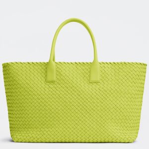 Contrefaçon du sac Bottega Veneta Cabat Large en cuir d’agneau intrecciato Acid Kiwi
