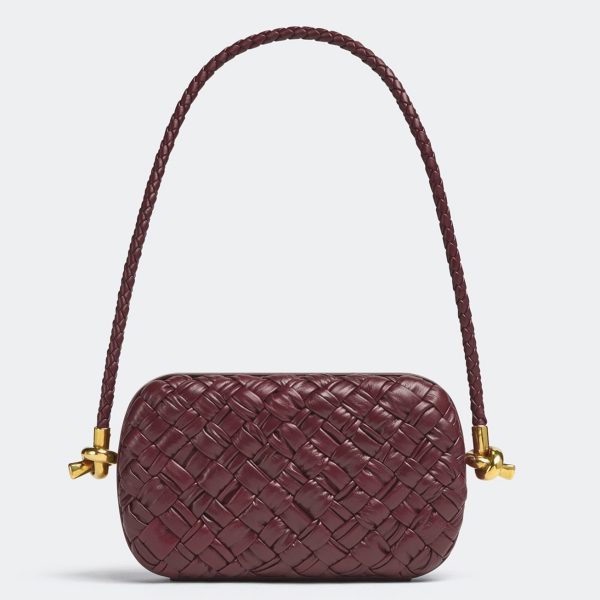 Réplique Bottega Veneta Knot Minaudiere sur Bandoulière en Foulard Intreccio Barolo