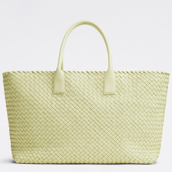 Réplique du sac Bottega Veneta Cabat Large en cuir d’agneau intrecciato Zest lavé
