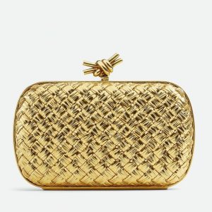 Réplique Bottega Veneta Knot Minaudiere Clutch en Intreccio Doré