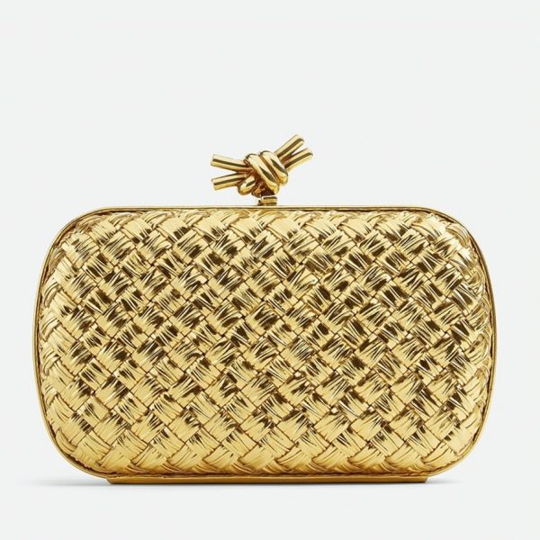 Réplique Bottega Veneta Knot Minaudiere Clutch en Intreccio Doré