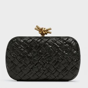Fausse Bottega Veneta Knot Minaudiere Clutch en Foulard Noir