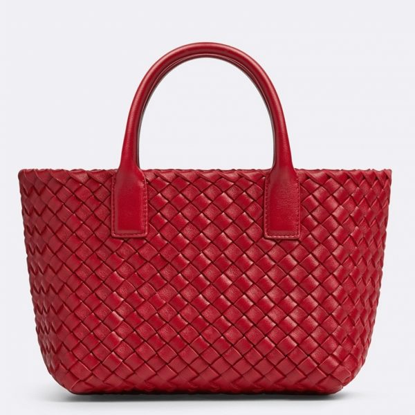 Fausse Bottega Veneta Cabat Mini en cuir d’agneau intrecciato rouge
