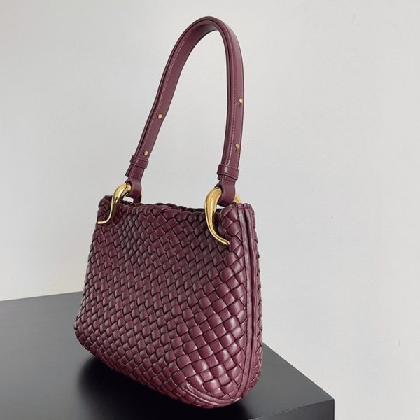 Fausse Bottega Veneta Clicker Small Bag en Bordeaux – Image 4