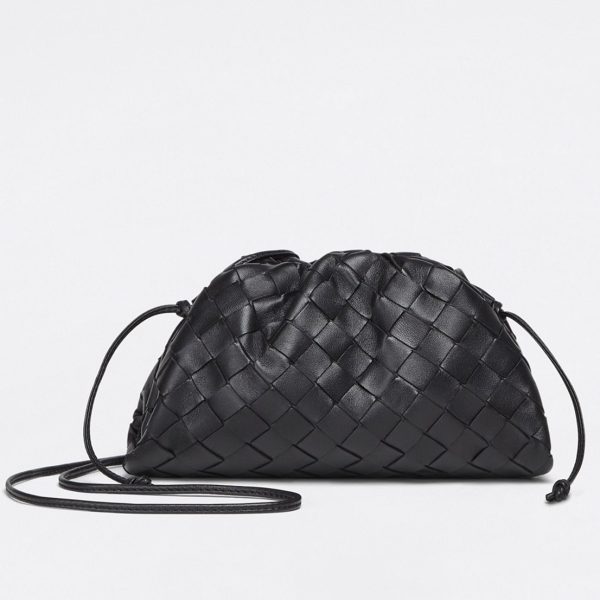 Contrefaçon Mini Pochette Bottega Veneta avec Sangle en Noir