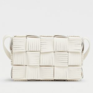 Réplique Sac Bottega Veneta Cassette à Franges en Blanc
