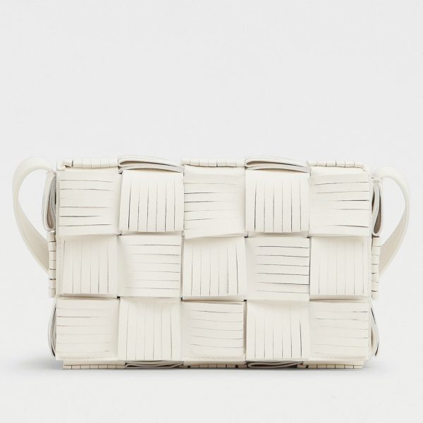 Réplique Sac Bottega Veneta Cassette à Franges en Blanc