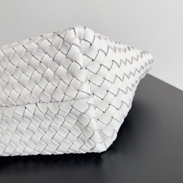 Réplique du sac Bottega Veneta Cabat Mini en cuir d’agneau intrecciato blanc – Image 7