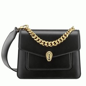 Petit sac bandoulière Bvlgari Serpenti Forever avec chaîne noir