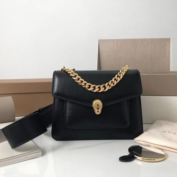 Petit sac bandoulière Bvlgari Serpenti Forever avec chaîne noir – Image 5