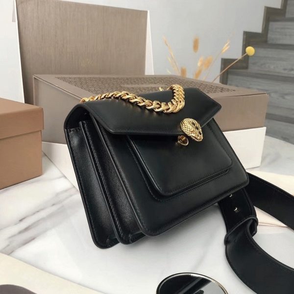 Petit sac bandoulière Bvlgari Serpenti Forever avec chaîne noir – Image 4