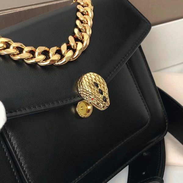 Petit sac bandoulière Bvlgari Serpenti Forever avec chaîne noir – Image 2