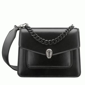 Petit sac bandoulière Bvlgari Serpenti Forever avec chaîne noir