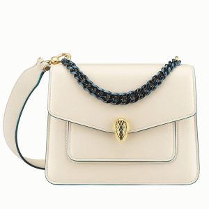 Petit sac bandoulière Bvlgari Serpenti Forever avec chaîne ivoire
