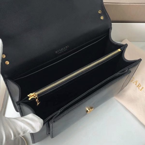 Sac bandoulière moyen Bvlgari Serpenti Forever avec chaîne noir – Image 7
