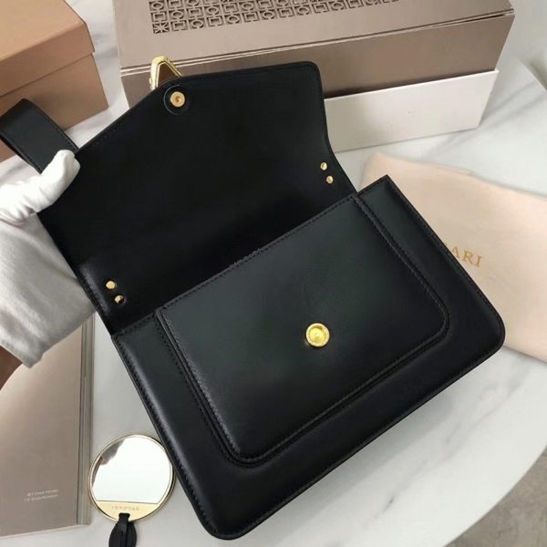 Sac bandoulière moyen Bvlgari Serpenti Forever avec chaîne noir – Image 6