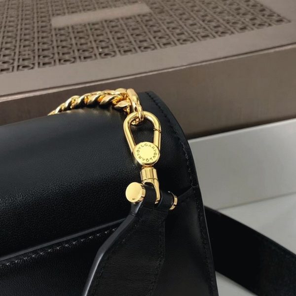 Sac bandoulière moyen Bvlgari Serpenti Forever avec chaîne noir – Image 5