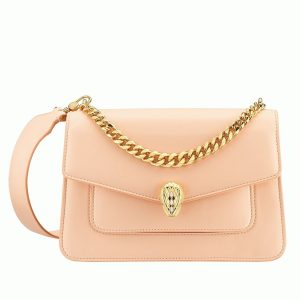 Sac bandoulière moyen Bvlgari Serpenti Forever avec chaîne nude