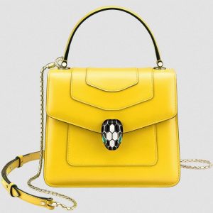 Petit sac Bvlgari Serpenti Forever en cuir de veau jaune