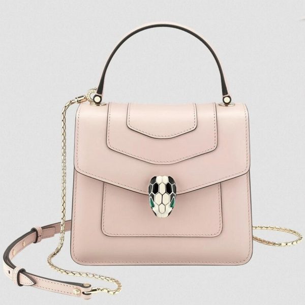 Petit sac Bvlgari Serpenti Forever en cuir de veau beige