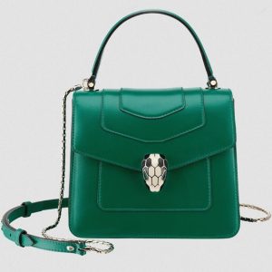 Petit sac Bvlgari Serpenti Forever en cuir de veau vert