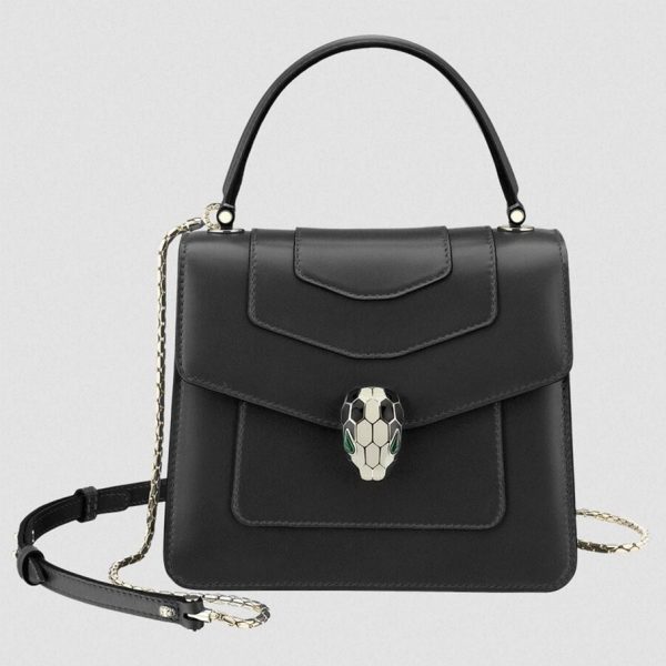 Petit sac Bvlgari Serpenti Forever en cuir de veau noir