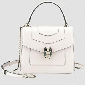 Petit sac Bvlgari Serpenti Forever en cuir de veau blanc