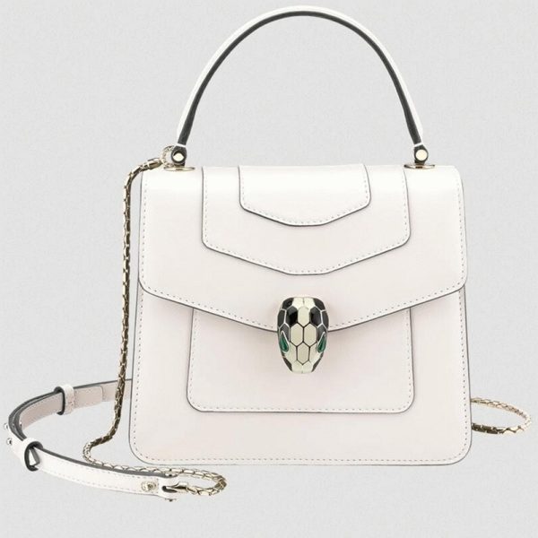 Petit sac Bvlgari Serpenti Forever en cuir de veau blanc
