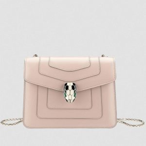 Petit sac bandoulière Bvlgari Serpenti Forever en cuir beige