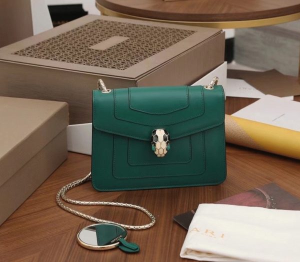 Petit sac bandoulière Bvlgari Serpenti Forever en cuir vert – Image 3