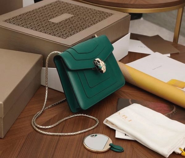 Petit sac bandoulière Bvlgari Serpenti Forever en cuir vert – Image 2