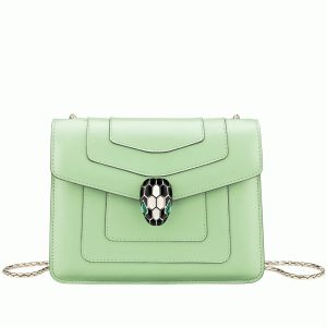 Petit sac bandoulière Bvlgari Serpenti Forever en cuir menthe