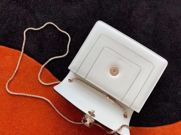 Petit sac bandoulière Bvlgari Serpenti Forever en cuir blanc – Image 5