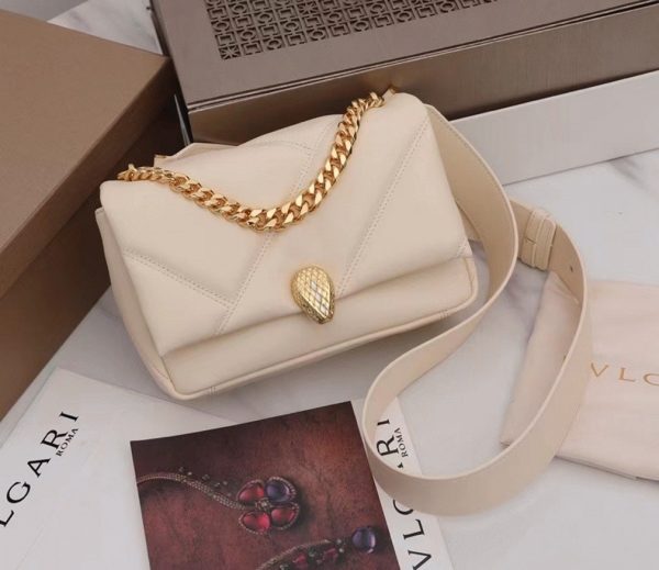Petit sac Bvlgari Serpenti Cabochon en cuir blanc – Image 5