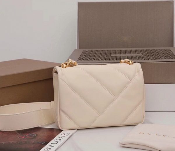Petit sac Bvlgari Serpenti Cabochon en cuir blanc – Image 4